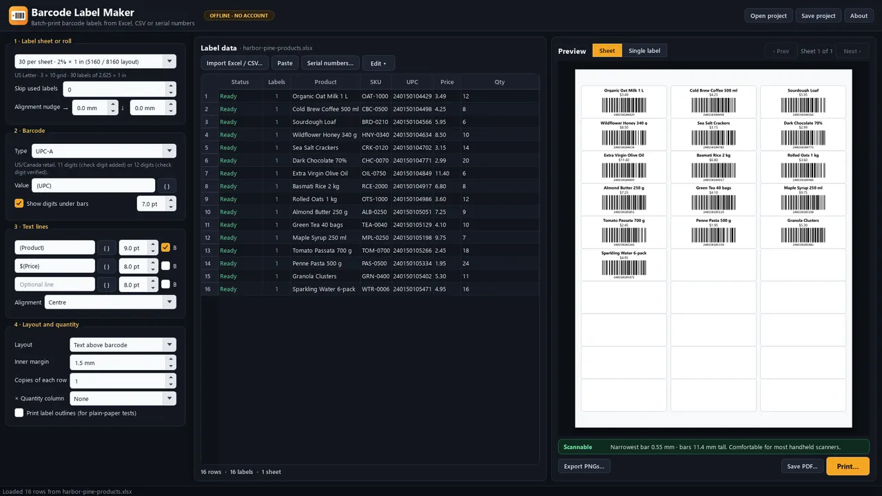 Barcode Label Maker screenshot 1