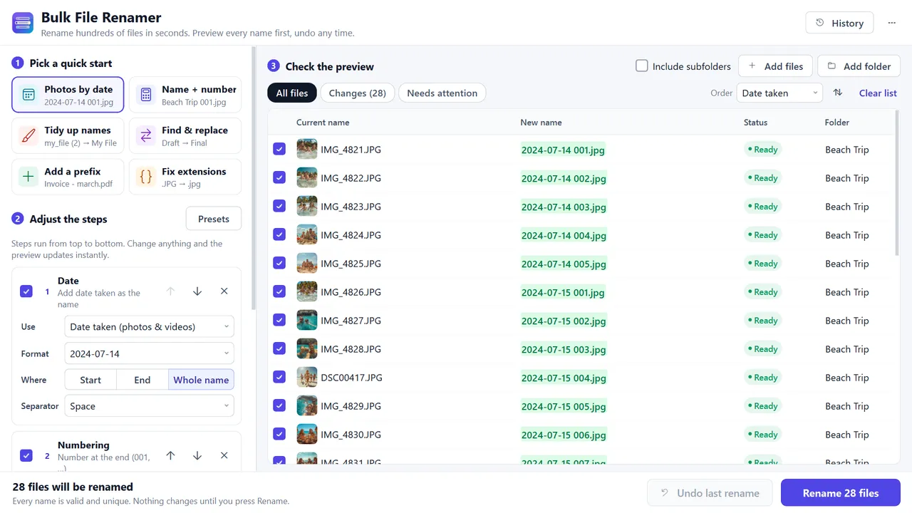Bulk File Renamer screenshot 1